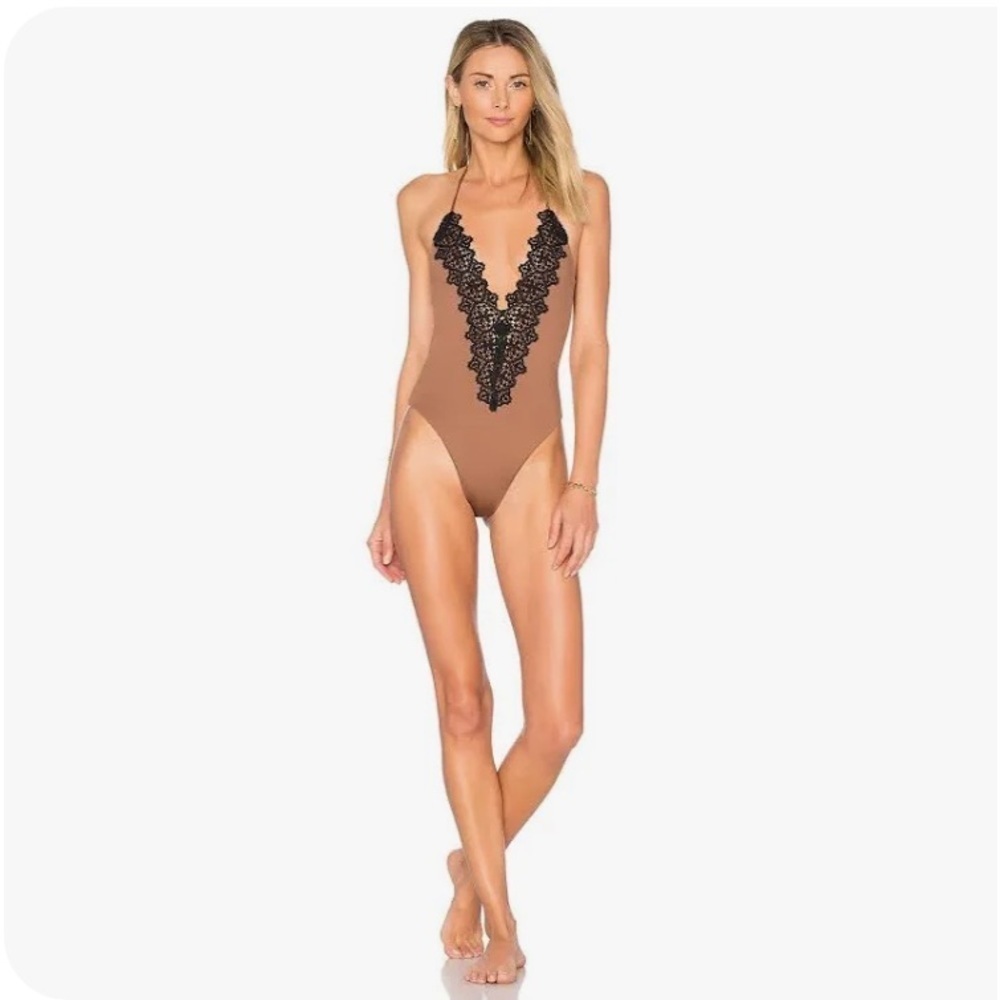 NEW Blue Life Mirage Halter One Piece Swim Suit Cacao Size XS